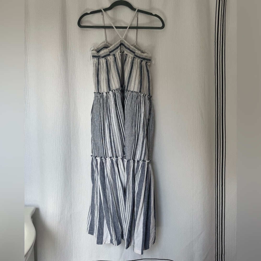 JCrew Striped Blue and White Chambray Maxi Dress